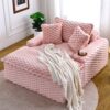 Harbor - Comfortable Luxury Sofa Turtle Fleece Fabric - Pink - Image 2