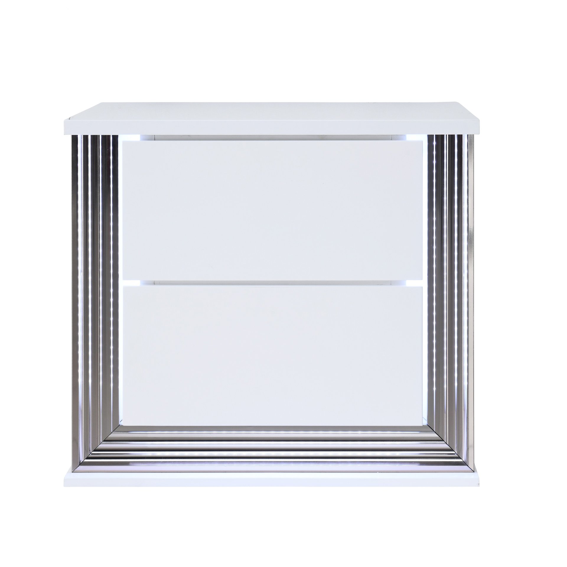 Moon - Smooth Queen 5 Pieces Bedroom Set With LED Accent Lighting And Marble Highlights - White - Image 6