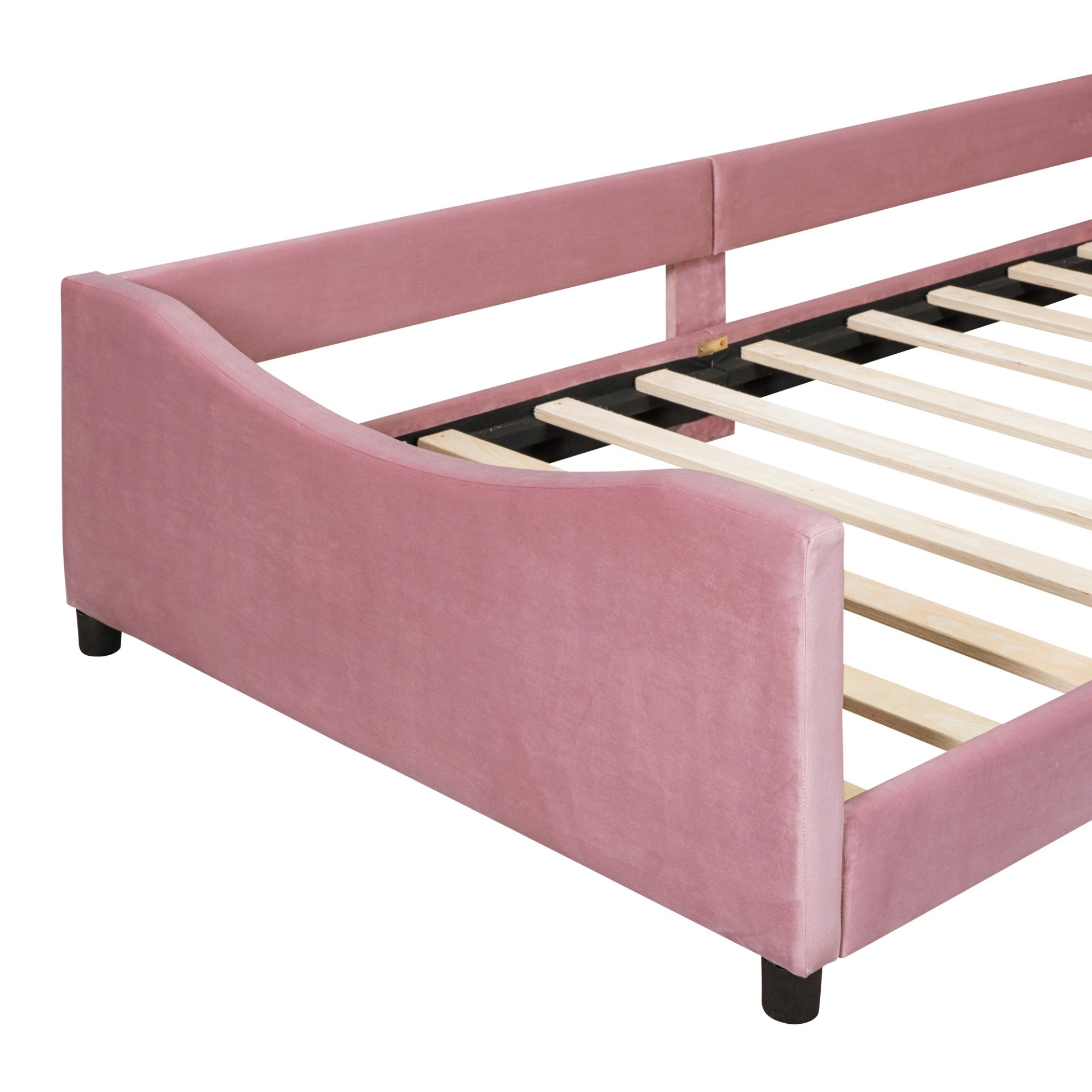 Twin Size Upholstered Daybed With Rabbit Ear Shaped Headboard - Pink - Image 11
