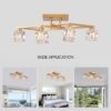 6 Light Crystal Ceiling Light For Dining Room, Modern Ceiling Lamp With Light Fixture For Entryway, Lobby, Kitchen, Bedroom, Living Room, Conference Room, (6*G9 Bulbs Included) - Gold - Image 9