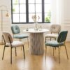 Modern 4 Person Dining Set With Bamboo & Table And Turquoise & Chairs Metal Legs, Space Saving Design - White - Image 4