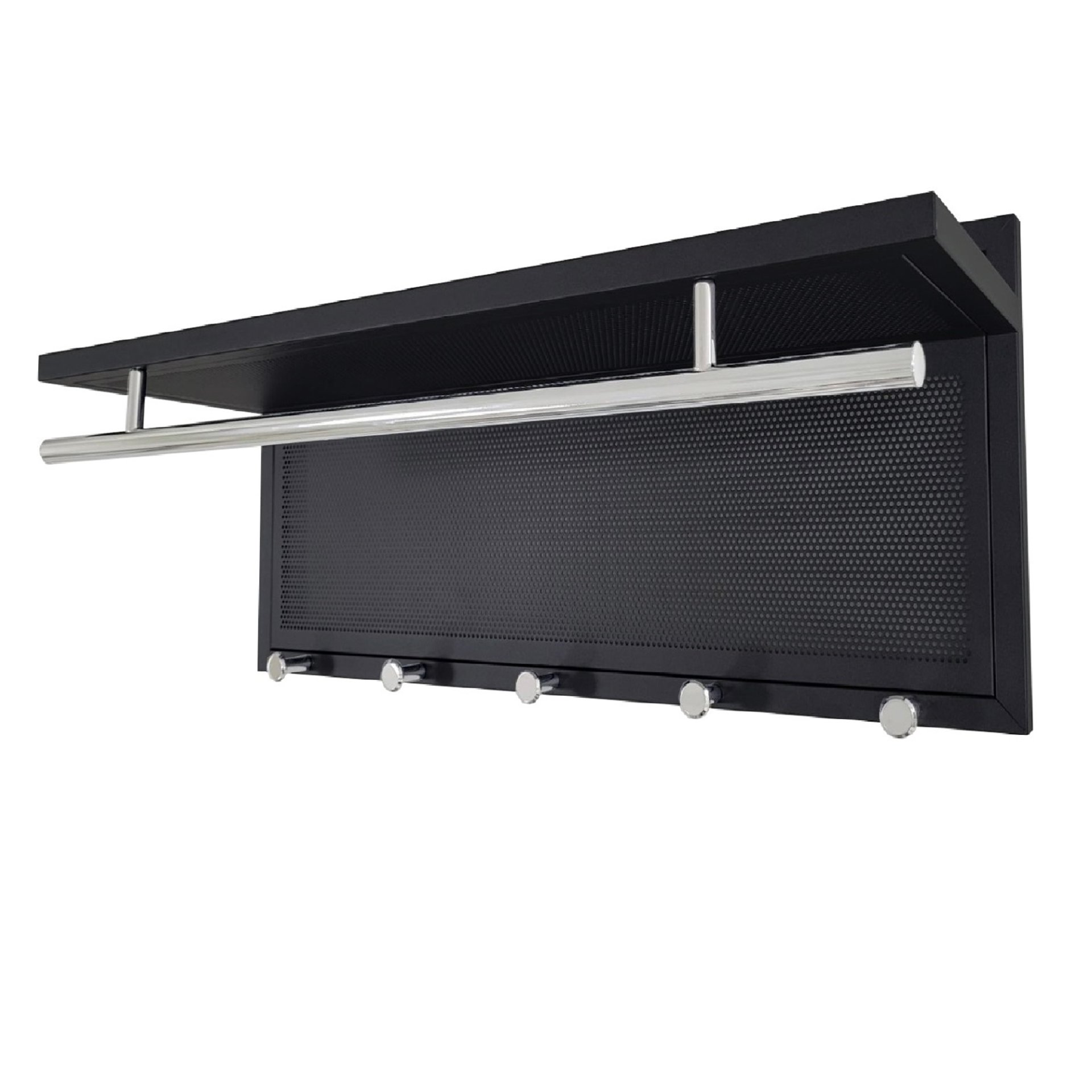 Esyspot - Metal Powder Coating Hook Wall Mounted With Shelf - Black Chrome - Image 5