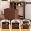 Multifunctional Folding Dining Table With Wall Mounted Sideboard & Storage - Walnut - Image 7