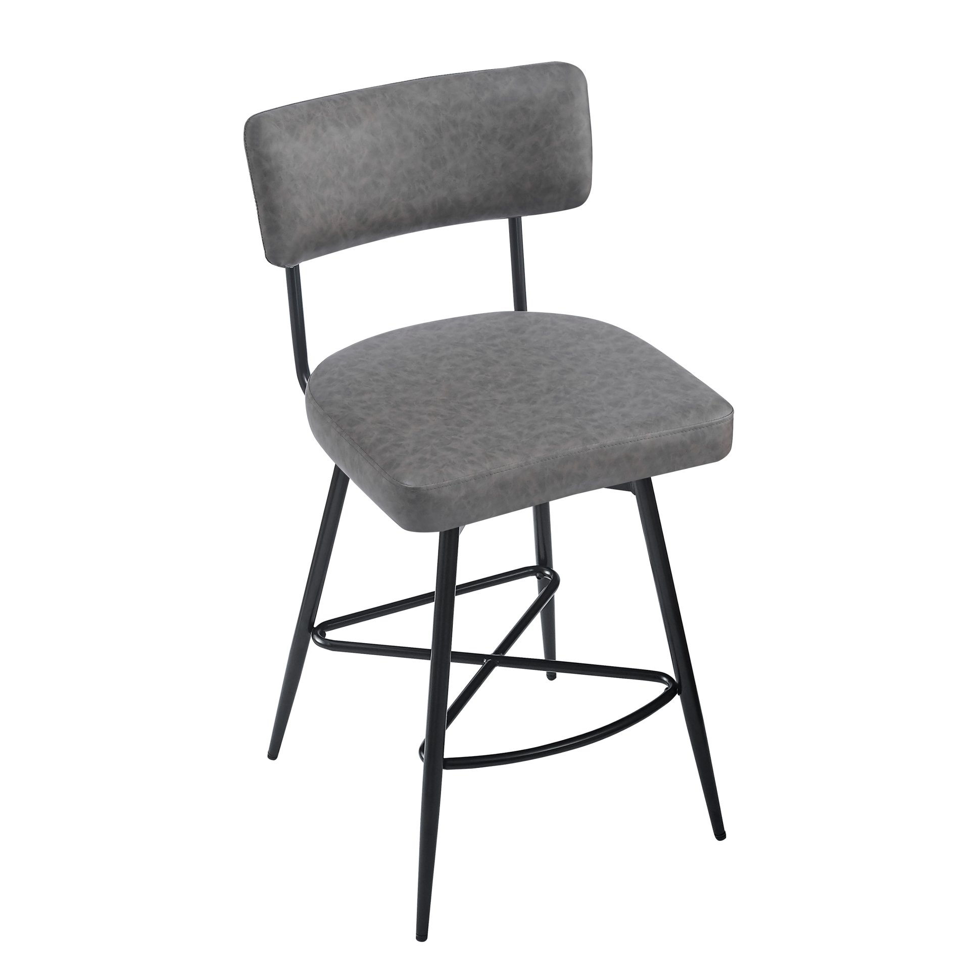 Retro Swivel Counter Stools (Set of 2) Counter Stools With Iron Frame, Sponge Cushion, Footrest, Suitable For Kitchen - Gray - Image 7