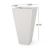 Outdoor Modern Small Cast Stone Planter - Matte White - Image 3