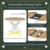 Functional Furniture Retro Style Dining Table Set With Extendable Table And 4 Upholstered Chairs For Dining Room And Living Room - Natural / Off White - Image 8