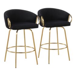 Claire - Contemporary / Glam Counter Stool (Set of 2) - Gold / Black