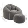 Bedding Bean Bag Sofa Chair High Pressure Foam Bean Bag Chair Adult Material With Padded Foam Padding Compressed Bean Bag With Footrest - Gray - Image 3