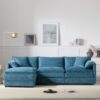 Modular Sectional With Deep And Wide Seat, L Shaped Cloud Couch Set With Double Cushions 4 Seat Sofa With Movable Ottoman Oversized - Blue - Image 5