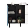 Modern Sideboard Buffet Cabinet With Red Doors And Unique Panel Styling - Black - Image 17