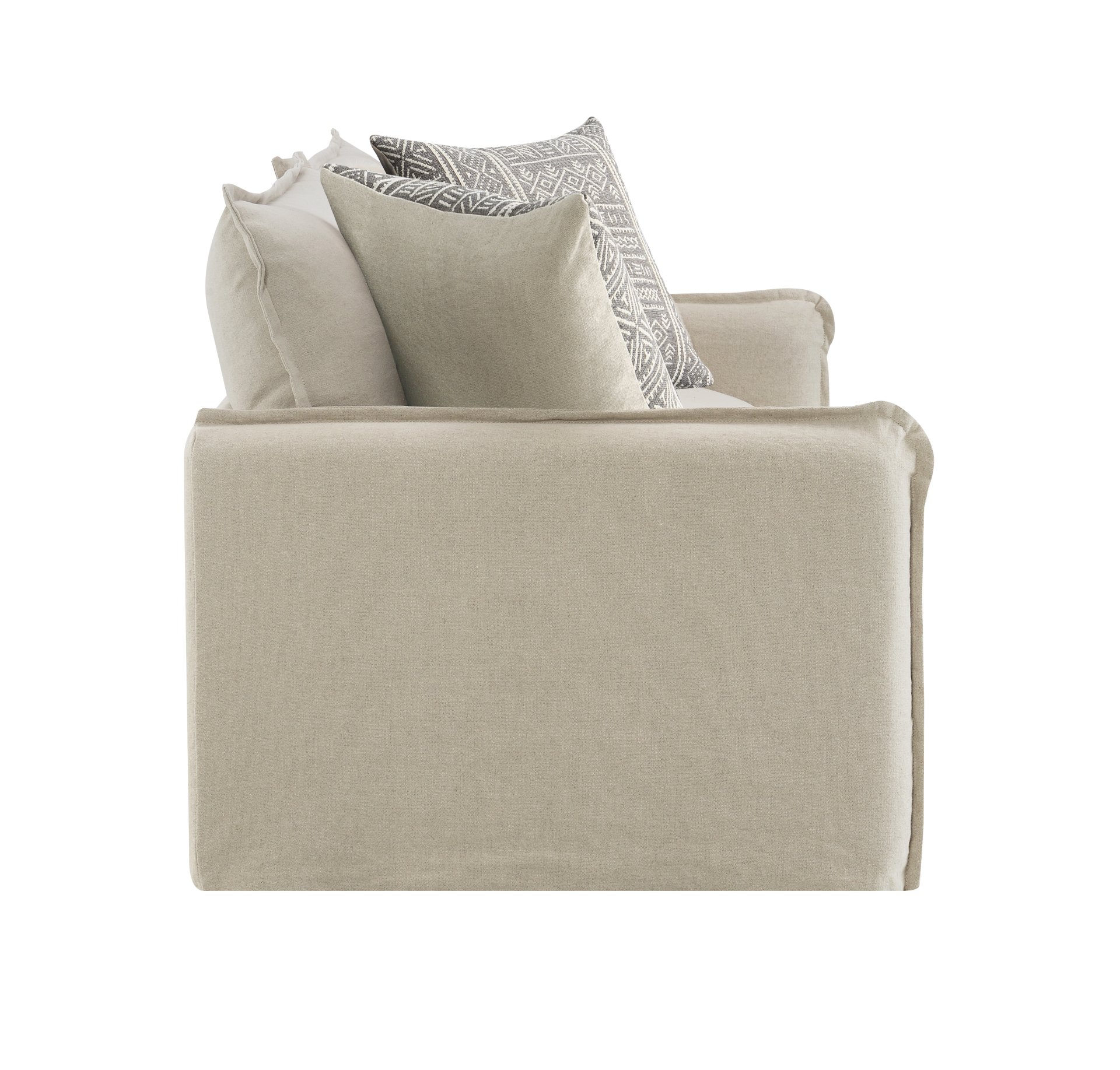 Upendo - Pattern Linen Loveseat With 2 Toss Pillows - Beige - Image 3