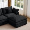 Modular L-Shaped Sectional Sofa Set With Movable Ottoman - Black - Image 8
