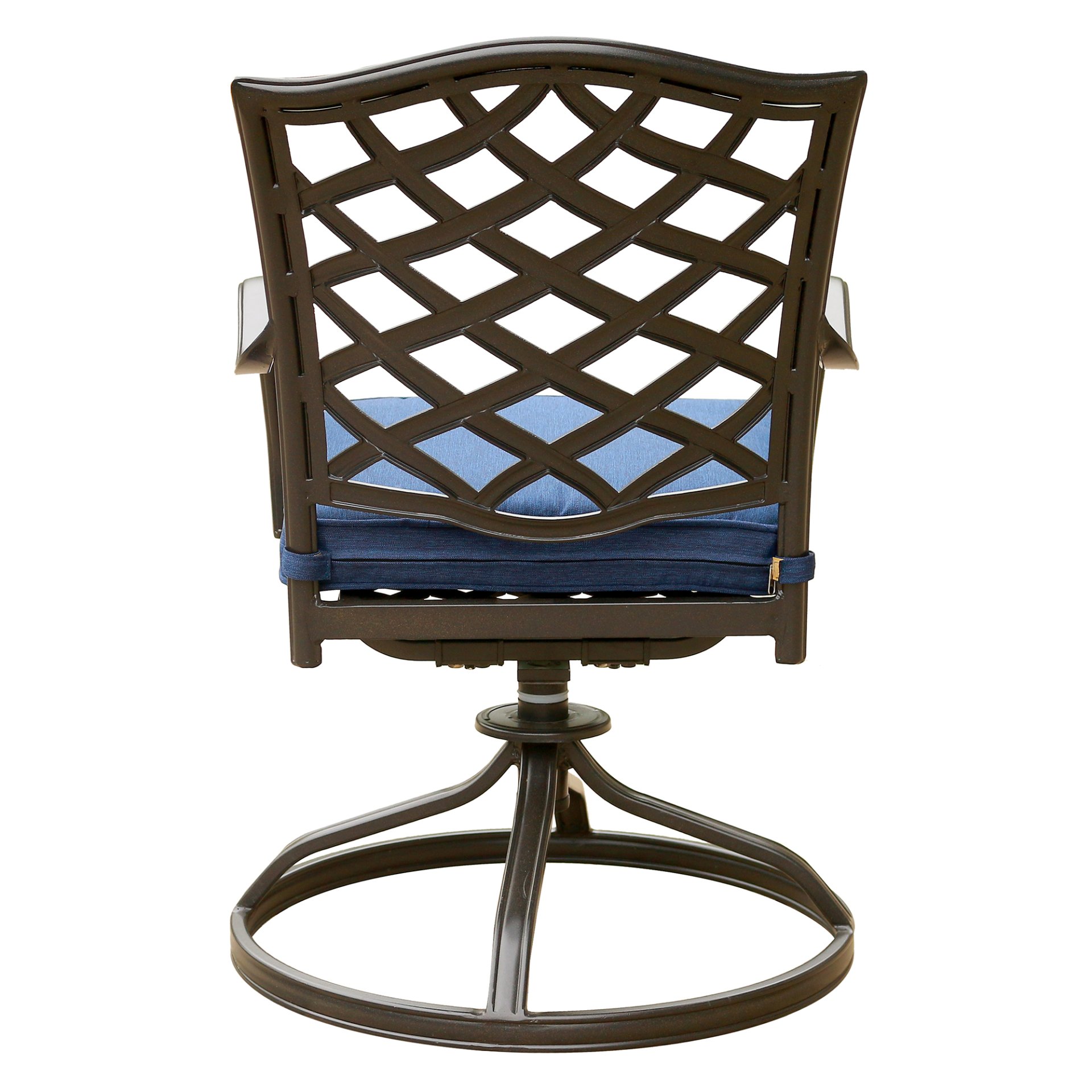 Outdoor Patio Aluminum Swivel Rocker Dining Chair With Cushion (Set of 2) - Navy Blue - Image 5