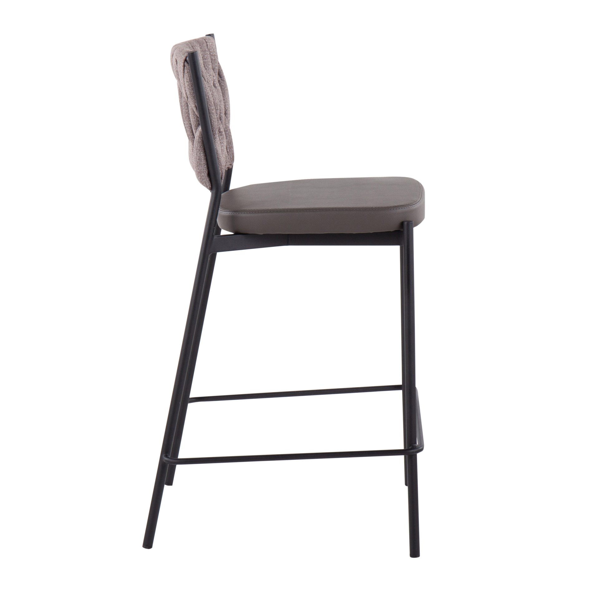 Tania - Braided Contemporary Counter Stool (Set of 2) - Black / Gray / Light Brown - Image 3
