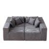 Corduroy Modular L Shaped Sectional Sofa, Luxury Floor Couch Set, 4 Piece Free Combination - Gray - Image 5
