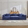 Convertible Floor Sofa Bed With Fixed Shape Frame, Boneless Modular Sectional Sofa, For Living Room - Dark Blue - Image 11