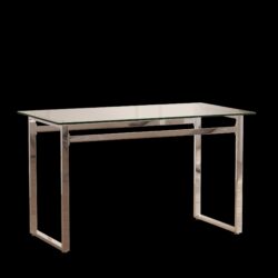 Modern Minimalist Rectangular Glass Dining Table For 4 - 6 With Tempered Glass Top - Transparent