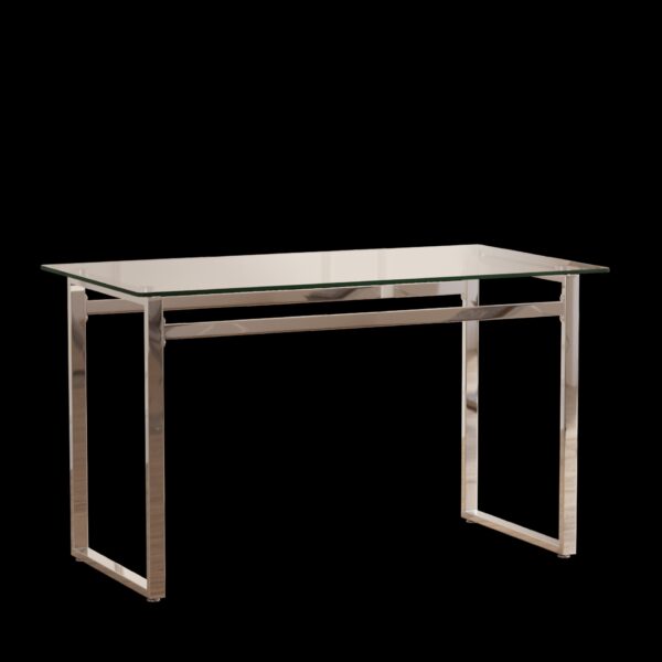 Modern Minimalist Rectangular Glass Dining Table For 4 - 6 With Tempered Glass Top - Transparent