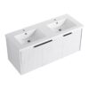 Contemporary Wall Mounted Bathroom Vanity With Resin Double Sink & Soft Close Doors - White - Image 11