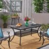 Outdoor Extendable Aluminum Dining Table With Pattern Table Top And Curved Legs - Copper - Image 9