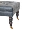 Buffalo - Leather Ottoman With Castor Legs - Brown / Teal - Image 8