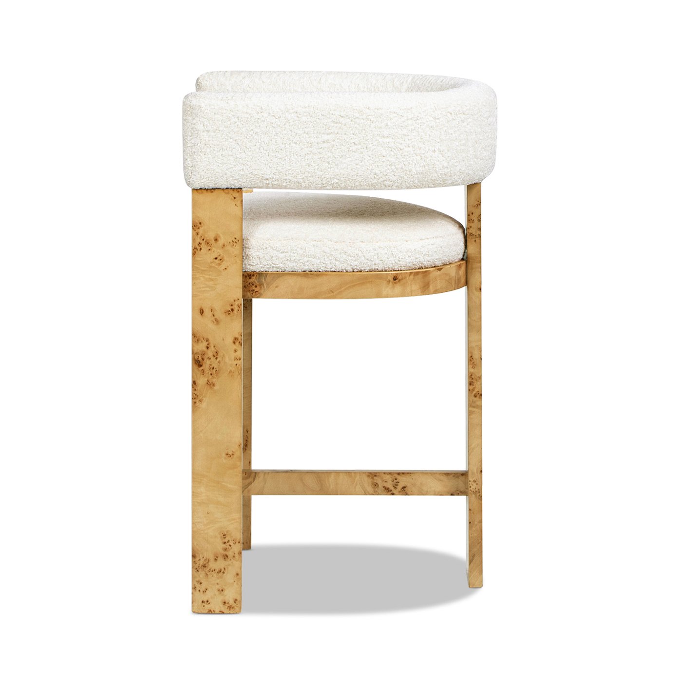 Vavona - Burl Upholstered Barrel Back Counter Height Bar Stool - Polar Off White - Image 6