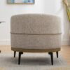 Modern Two-Tone Barrel Chair, Upholstered Round Armchair For Living Room Bedroom Reading Room - Mustard Green - Image 6