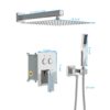 Dual Shower Head Wall Mounted Square Shower System With Rough In Valve, Stainless Steel And Brass - Chrome - Image 3