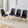 Modern Dining Chairs With Sleek Backrest And Metal Legs For Kitchen Bedroom And Office (Set of 4) - Black - Image 5