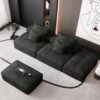Modern Oversized Modular Sectional Sofa With 2 Ottoman And 2 Seat, Sparkling Chenille Fabric Soft Cushion Sofa With 4 Pillows, 4 Pieces Diy Combination Tufted Sofa, No Assembly Required - Black - Image 10