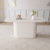 Modern Cream Style Dining Table With And Vertical Striped Legs For 4 - 8 Person - Cream - Image 4