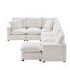 Modern U-Shape Modular Sofa, 7 Seat Chenille Sectional Couch Set With 2 Pillows Included, Freely Combinable Indoor Funiture - White - Image 3