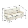 Mid Century Modern Loveseat Sofa With USB, Removable Pillow Cover - Beige - Image 3