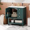 Transitional Style Bathroom Vanity Cabinet Combo With Ceramic Sink - Green - Image 2