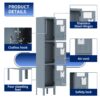 Lockers For Employees With 3 Door Storage Locker Durable For Gym, School, Office - Gray - Image 9