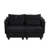 Convertible Chaise Lounge Loveseat Sofa Bed With USB Ports, Cup Holders, Phone Holder & Storage - Black - Image 8
