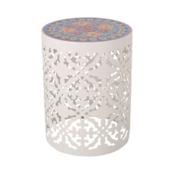 Airy - Outdoor Side Table With Lace Cut Design And Metal Frame - White