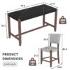 5 Piece Counter Height Dining Set, Faux Marble Bar Table With 4 Upholstered Chairs, Mid Century Style For Kitchen - Black / Gray - Image 3