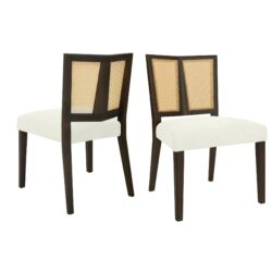 Mid Century Rattan Dining Chair Without Arms (Set of 2) - Beige / Dark Brown