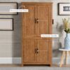 Homcom - 4-Door Kitchen Pantry, Freestanding Storage Cabinet With 3 Adjustable Shelves For Kitchen, Dining Or Living Room - Oak - Image 6