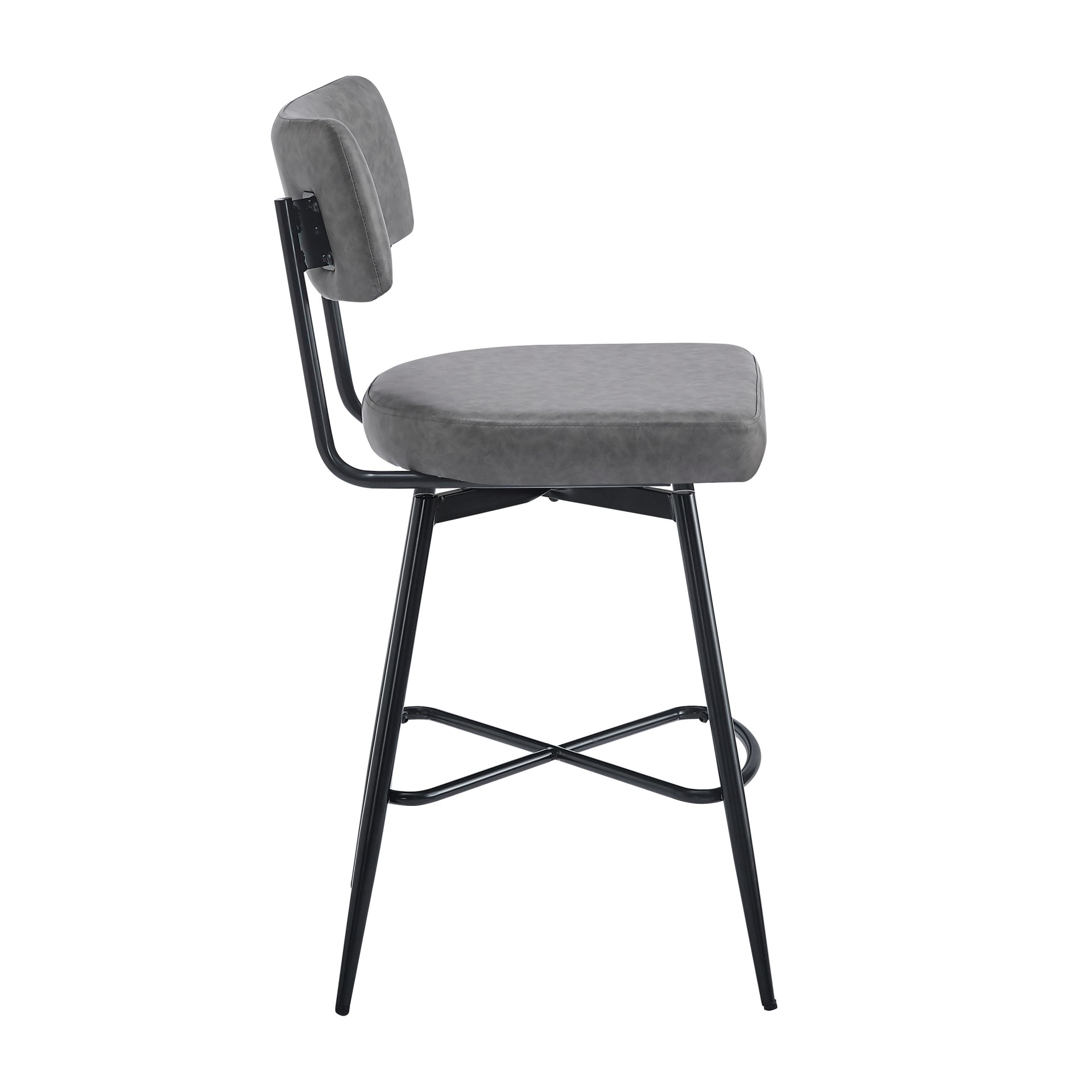 Retro Swivel Counter Stools (Set of 2) Counter Stools With Iron Frame, Sponge Cushion, Footrest, Suitable For Kitchen - Gray - Image 8