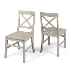Plethora - Dining Chair With X Shaped Back (Set of 2) - Light Gray Wash