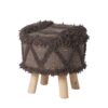 Roja - Handcrafted Wool & Cotton Foot Stool With Eucalyptus Wood Frame - Dark Brown - Image 5