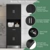 Freestanding Tall Bathroom Cabinet With Soft Close Doors And Adjustable Shelves - Black - Image 6