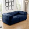 Modern Chenille 2 Seater Sofa With Hidden Storage And Cylindrical Support - Blue - Image 5