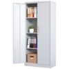 Heavy Duty Metal Garage Storage Cabinet, Steel Locking Cabinet With Adjustable Shelves - Brushed Nickel - Image 9