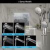 5" Multi Function Dual Shower Head With Adjustable Slide Bar - Chrome - Image 4