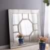 Antique Style Decorative Square Wall Mirror With Mirrored Frame, Wall Decor For Living Room Entryway, Console Lean Against Wall - Silver - Image 6