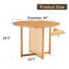 Chinese Countryside Retro Solid Wood Round Table, Simple Modern Imitation Rattan Table - Wood - Image 3