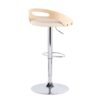 Cassis - Mid-Century Modern Adjustable Barstool With Swivel (Set of 2) - Chrome / Natural / Cream - Image 4